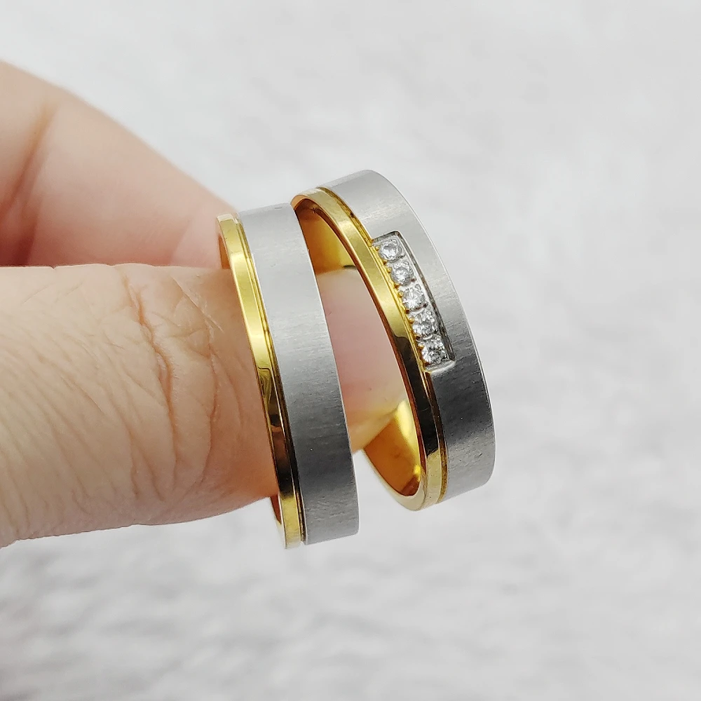 

Classic Limited-edition Two Tone Marriage Wedding Couples Rings For Men and Women 18k Gold Plated Jewelry Hypoallergenic