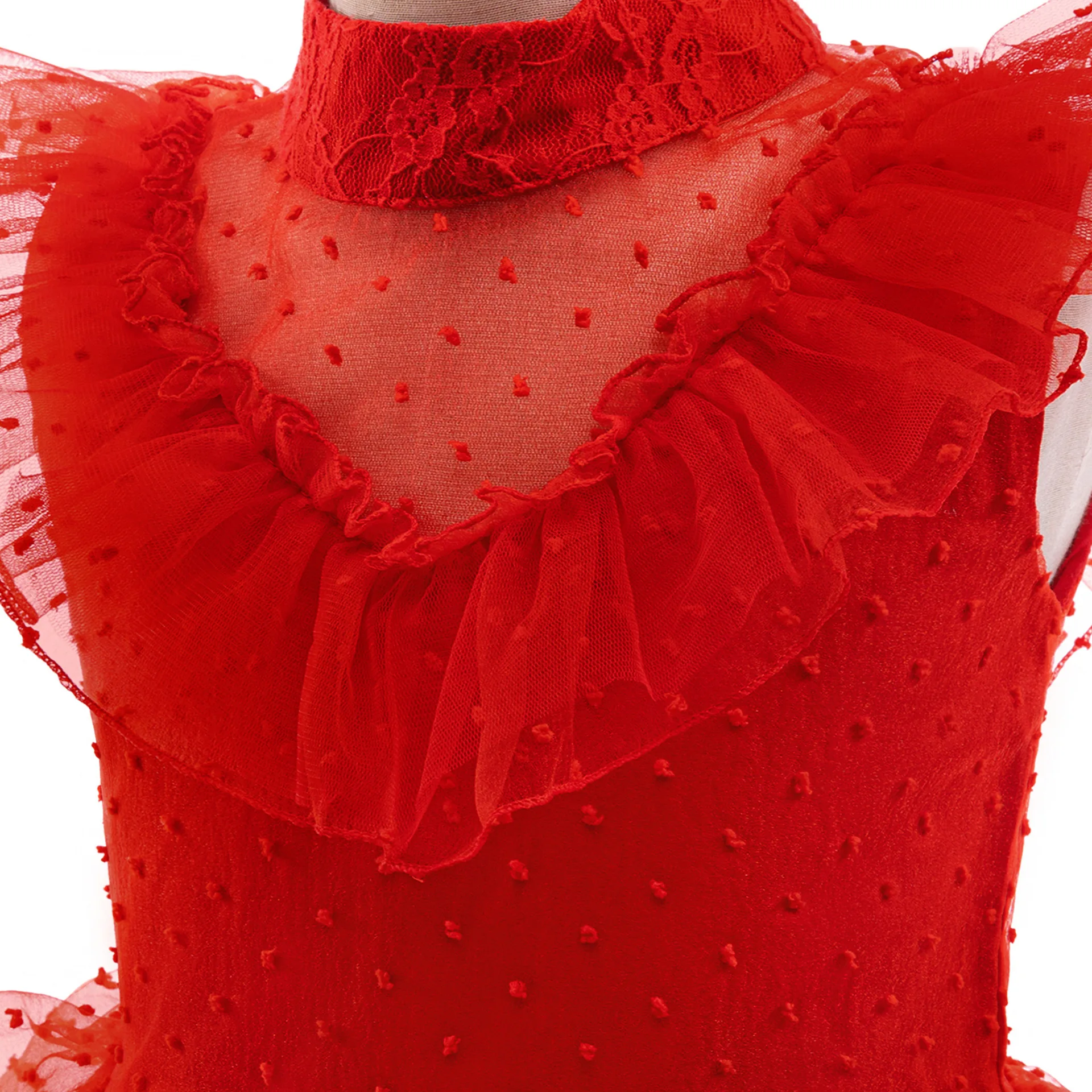 Lydia-Inspiriertes Mädchen-Filmkostüm Rotes Gotisches Prinzessinnenkleid+Schleier+Spitzenhandschuhe Halloween-Party Rollenspiel Deluxe Hochzeitskostüm – Detail 5
