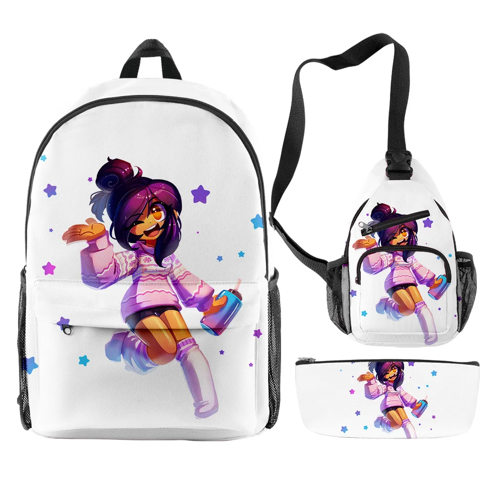 

Harajuku Novelty Cool Aphmau As A Cat 3D Print 3pcs/Set pupil School Bags Travel Laptop Backpack Chest Bag Pencil Case