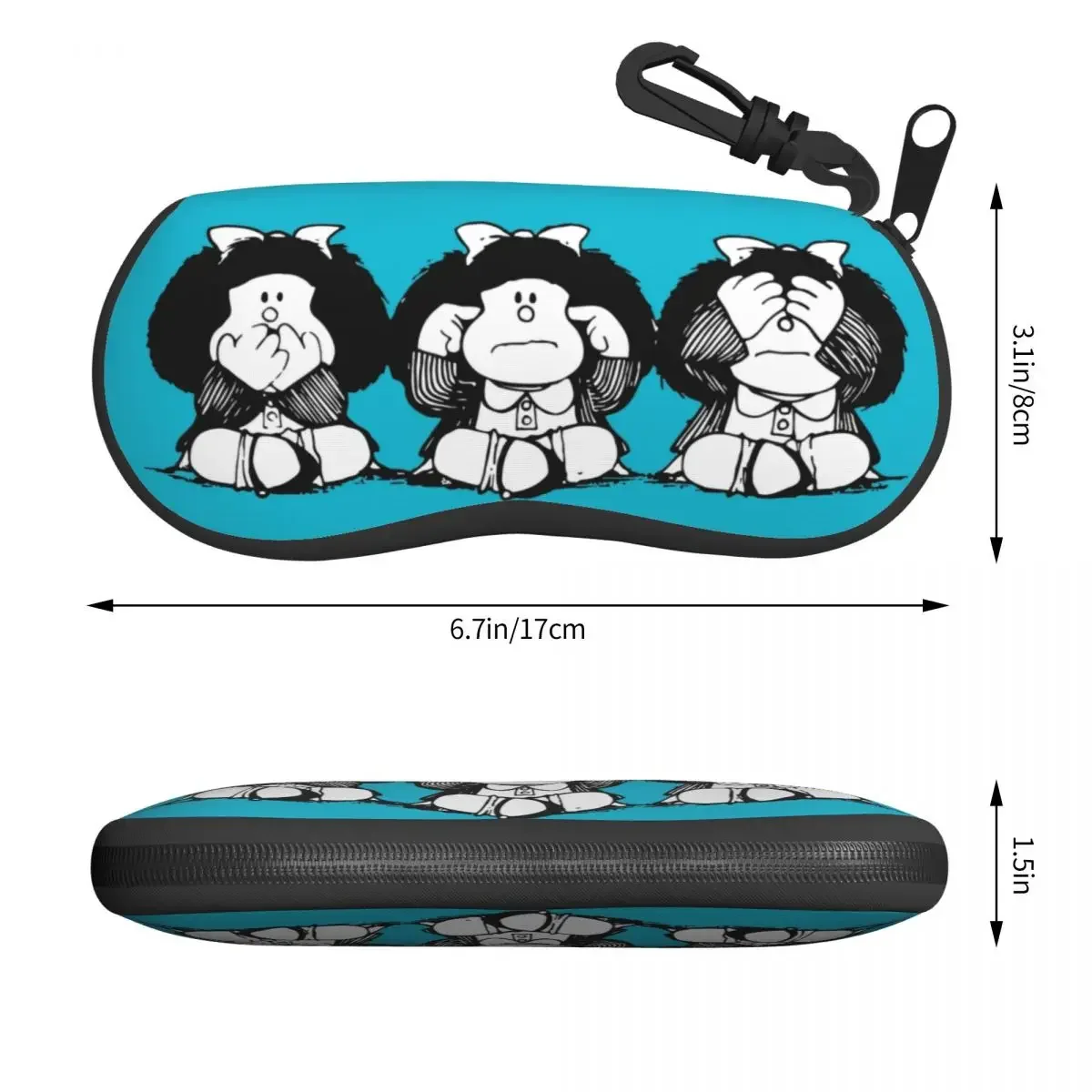 Humor Mafalda Eyeglass Glasses Case Men Women Soft Quino Cartoon Manga Sunglasses Protective Pouch