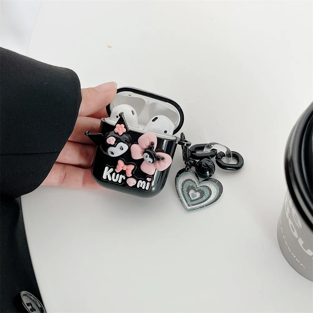 Earphone Case for AirPods Pro Cute Cartoon Anime Kuromi Pendant Headphone Case for AirPods 1 2 3 Pro 2rd Headset Protect Cover