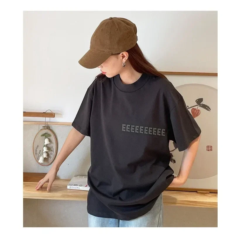 

Classic Brand Men's T-shirt Season 9 Chest 3D Silicone Letter Cotton Short Sleeve Trendy Couple High Street Loose Top T-shirt