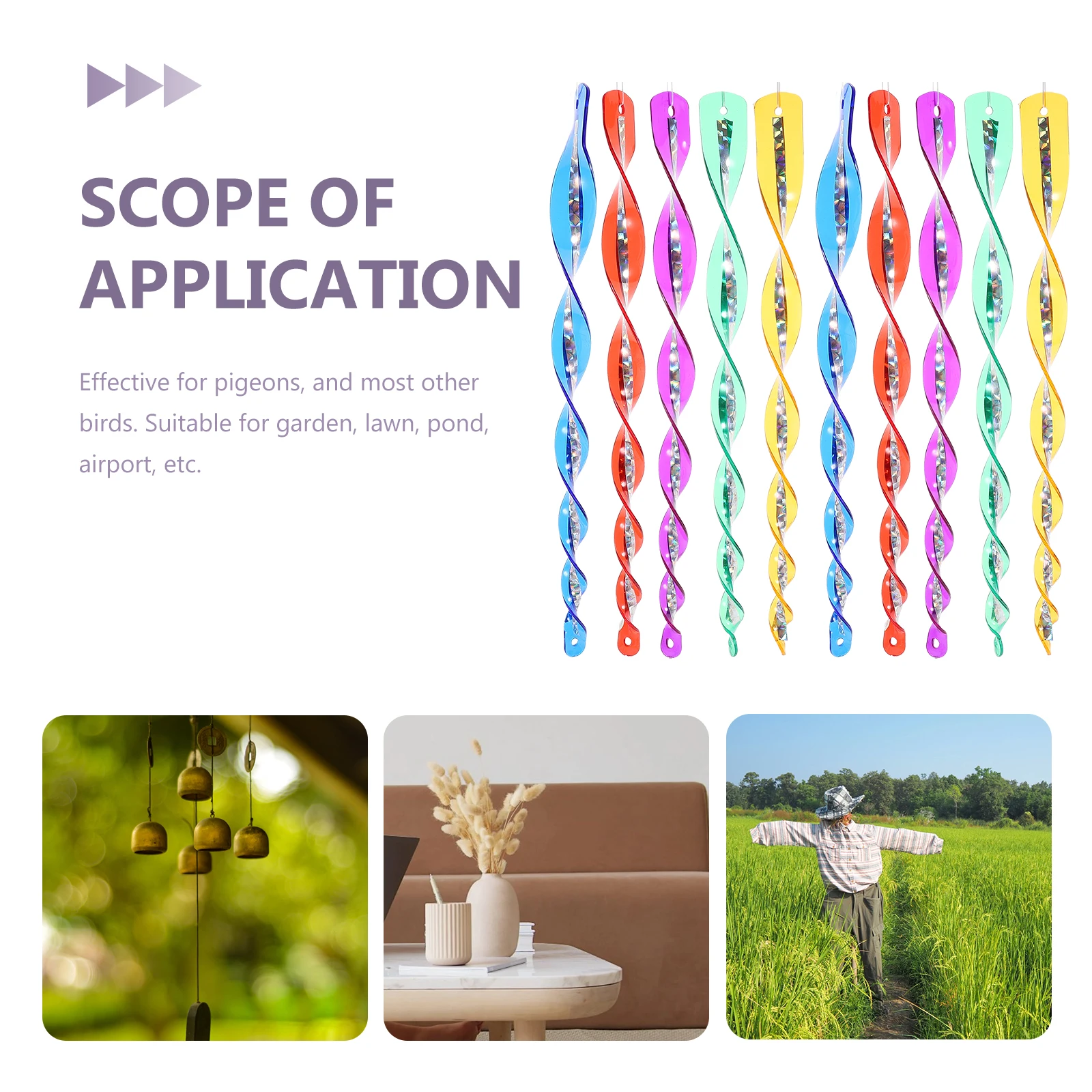 

10pcs Repellent Decorative Rods Wind Moving Reflectors for Garden Lawn Airport Bird Deterrent Scare Spiral Outdoor Tools Bird
