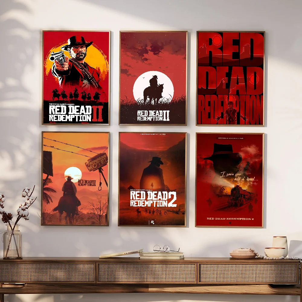 Game TV-Red-Dead-Redemption 2 Good Quality Prints and Posters Waterproof Paper Sticker Coffee House Bar Posters Wall Stickers