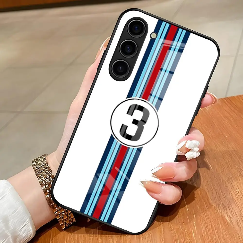 Etui na telefon z logo Racing M-Martini dla Samsunga S25 Edge Ultra S23 S22 S21 S20 Ultra Plus S24 Fe A54 A53 A25, szklane etui — zdjęcie produktu 5