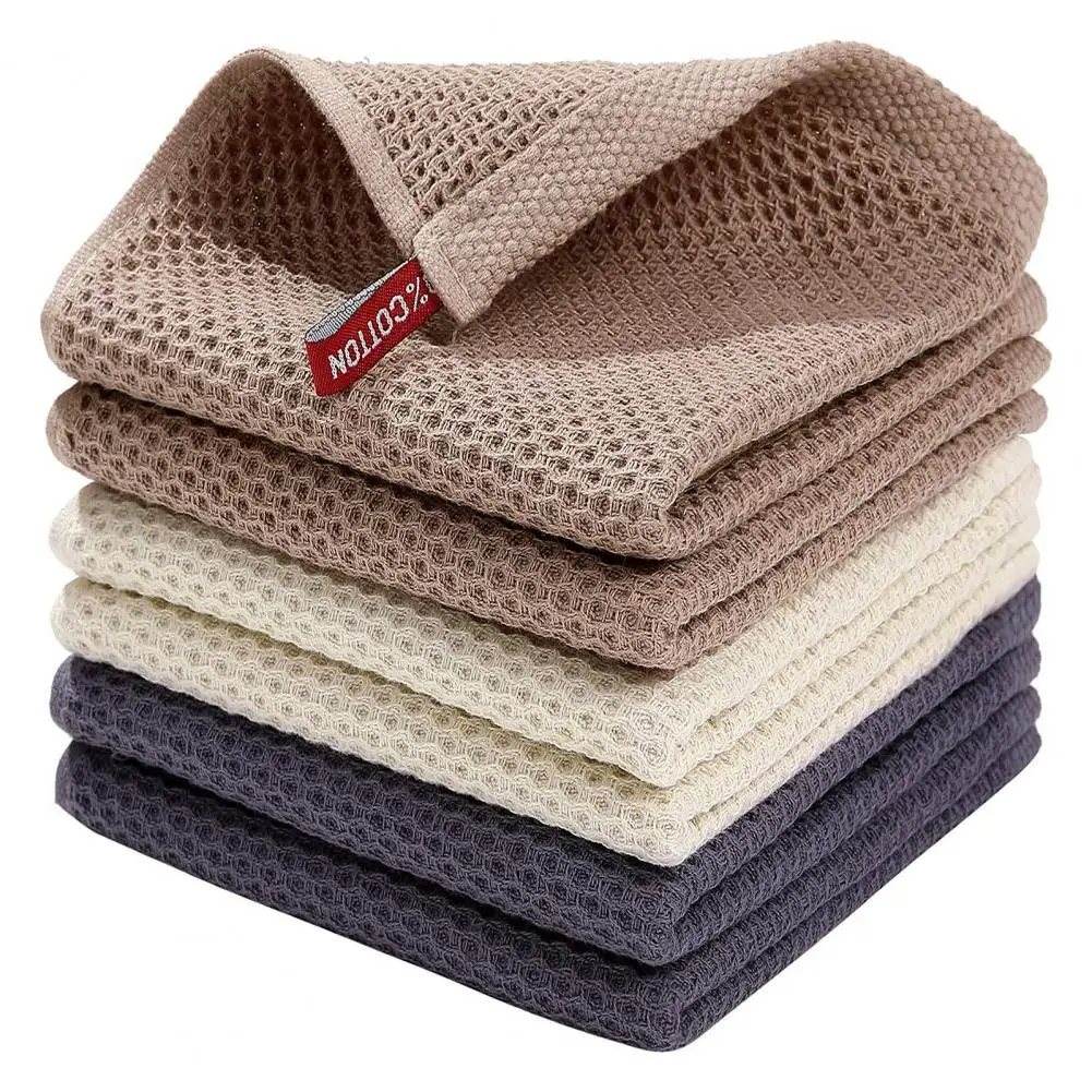 

Cotton Waffle Weave Kitchen Dish Cloth Solid Color Ultra Soft Absorbent Quick Drying Dish Towel Kitchen Cleaning Rag