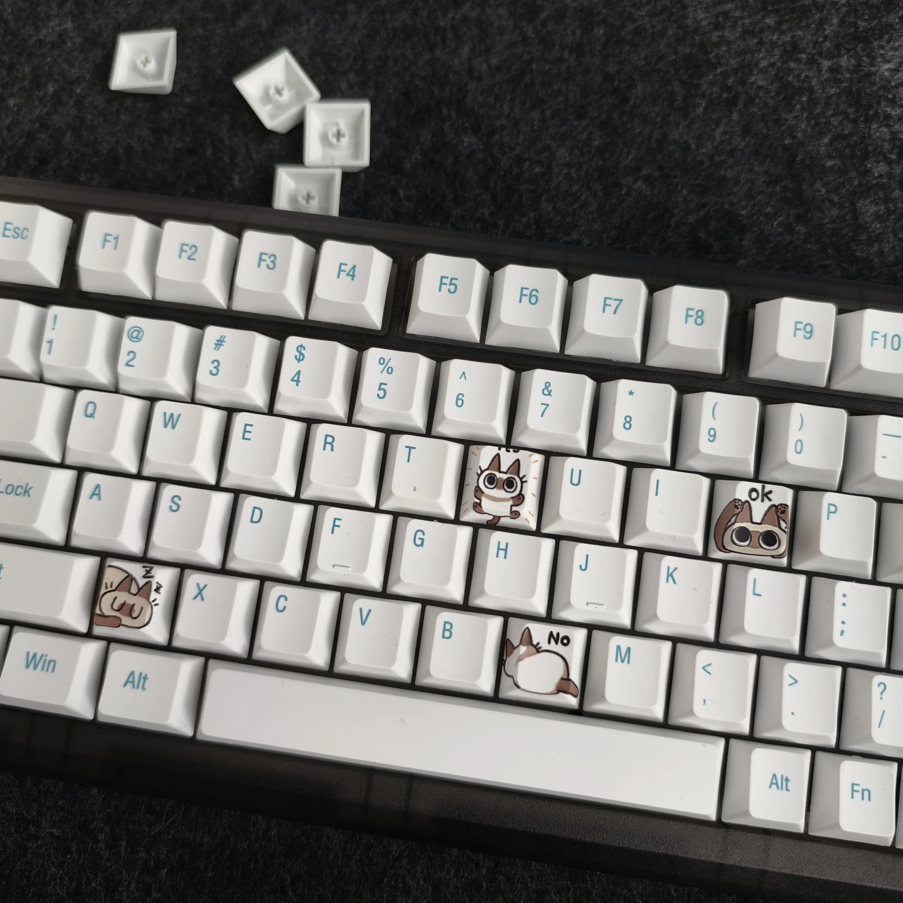 4pc PBT Keycaps replace YONZ Keycap Cherry Profile R4 5-Sided Dye-Sublimation For Cherry Gateron MX Switches Mechanical Keyboard