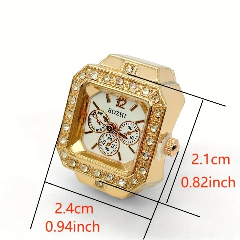 Trendy Diamond Ring Watch Square Full Diamond Adjustable Time Ring Watch Personalized Instagram