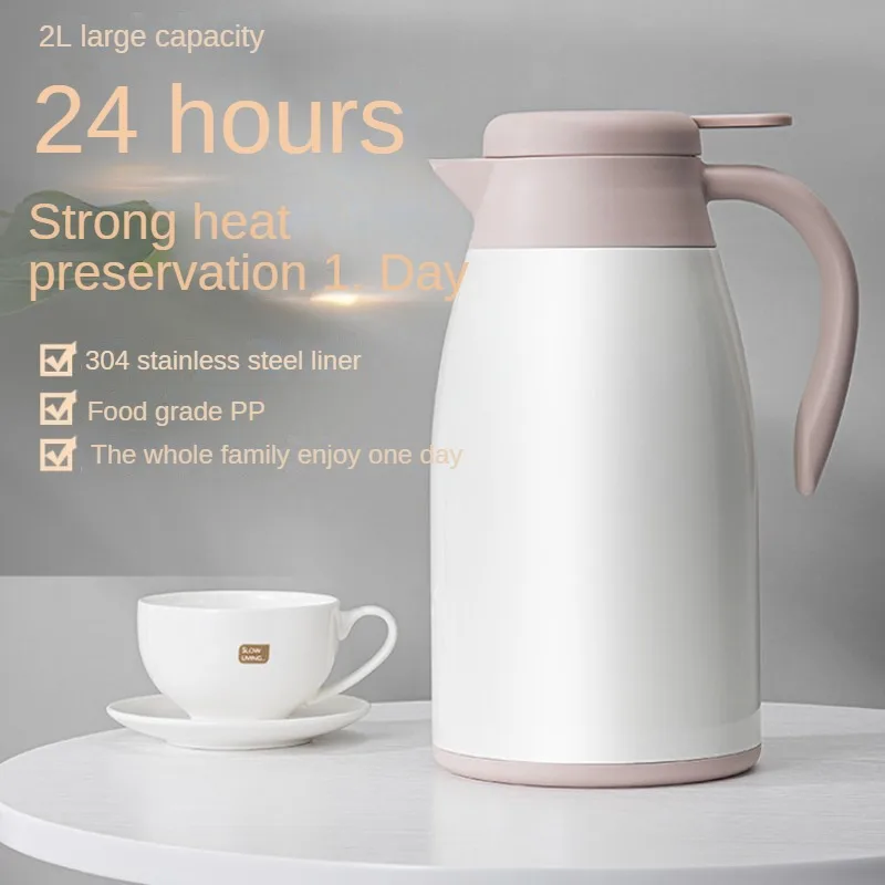 

2L 304 Stainless Steel Insulated Vacuum Flask With Large Capacity Suitable For Hotels Keeping Coffee Water Hot Kitchen Supplies