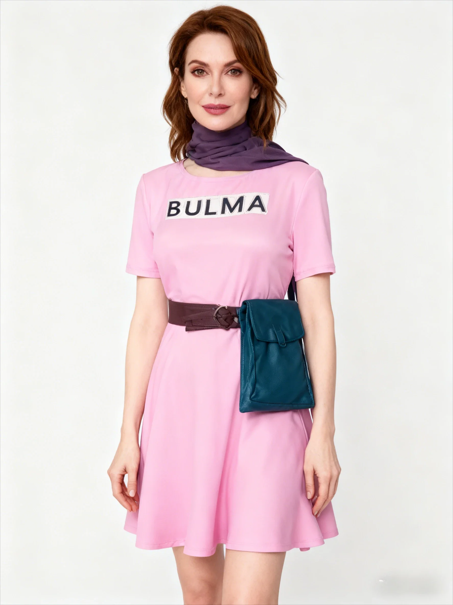 Anime Bulma Cosplay Costume Pink Dress Animation Suits Son Goku Gui Carnival  Adult Halloween Christmas Role-playing Costume Wig view 5