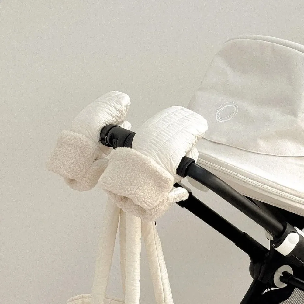 Fleece Lined Stroller Gloves Windproof Anti Freeze Stroller Handlebar Gloves Keep Warm Thickened Stroller Mittens Outdoor