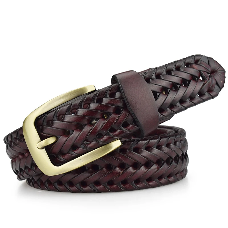 Braided Belts For Mens Woven Belts Luxury Cow Genuine Leather Straps Hand Knitted Designer Man For Jeans Girdle Male