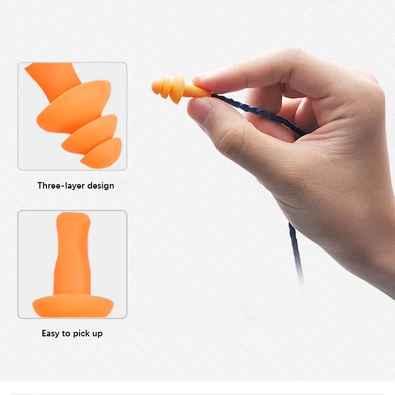 3M 1270 Soundproof Earplugs Noise Protection Waterproof Swimming Sleep Learning Industrial Christmas Tree With Cord Protection