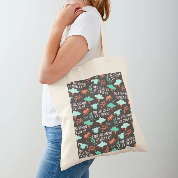

many a true word hath been spoken in jest - king lear pattern Tote Bag Shopping bags handbag bag for beach Handbags
