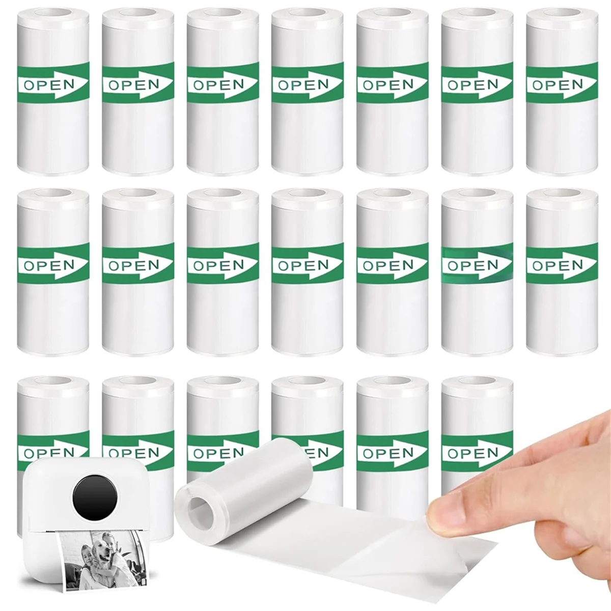 Mini impresora de papel ABJG-20PCS, papel adhesivo térmico, autoadhesivo, mini impresora térmica