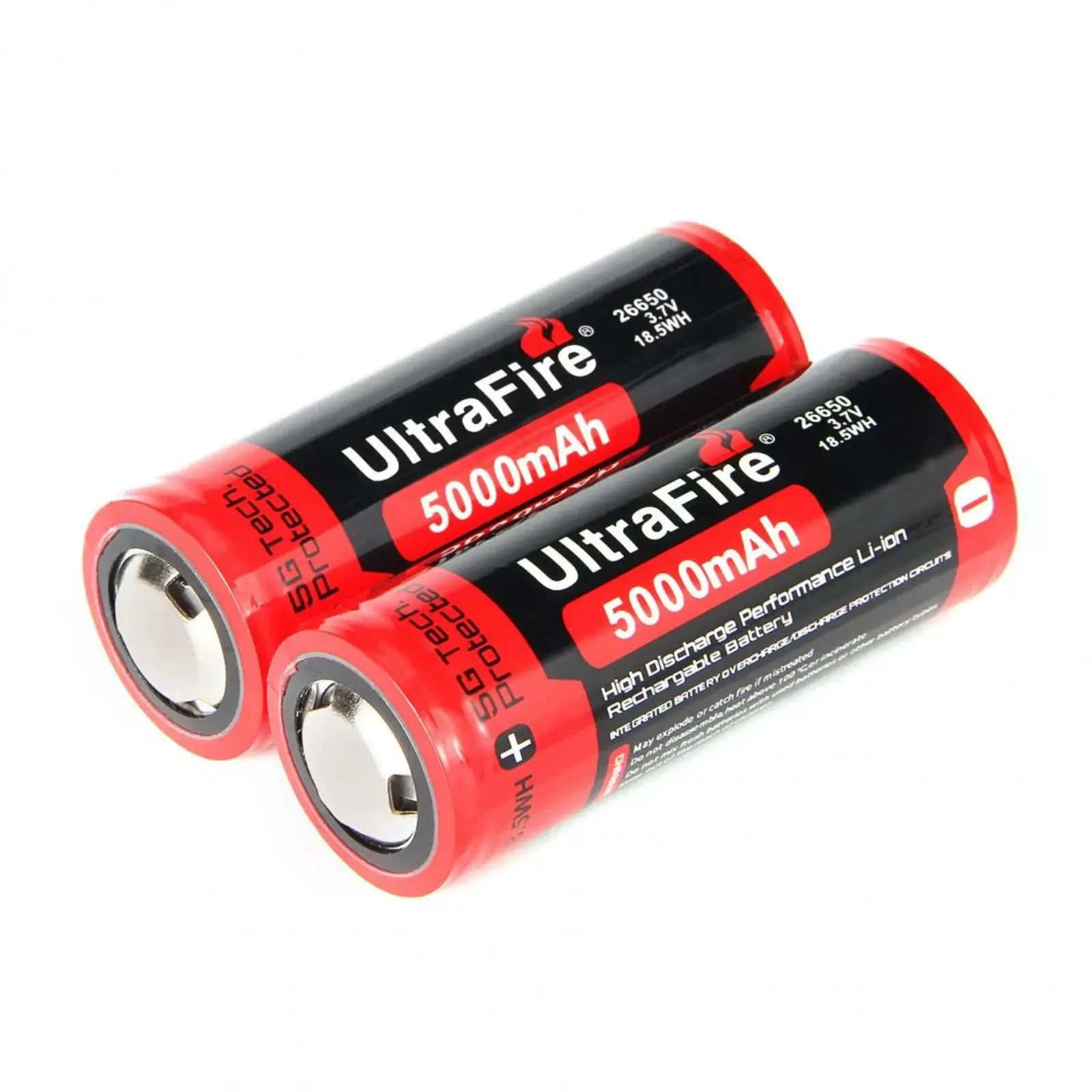 UltraFire 26650 5000mAh High Capacity 3.7V Lithium Battery 69MM with PCB for Flashlight Power Bank Li-ion Rechargeable Batteries