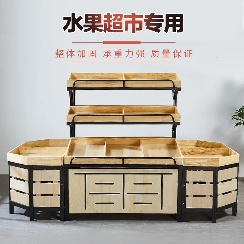 Vegetable and shelves store Supermarket Commercial fruit shelves and vegetable steel and wood creative