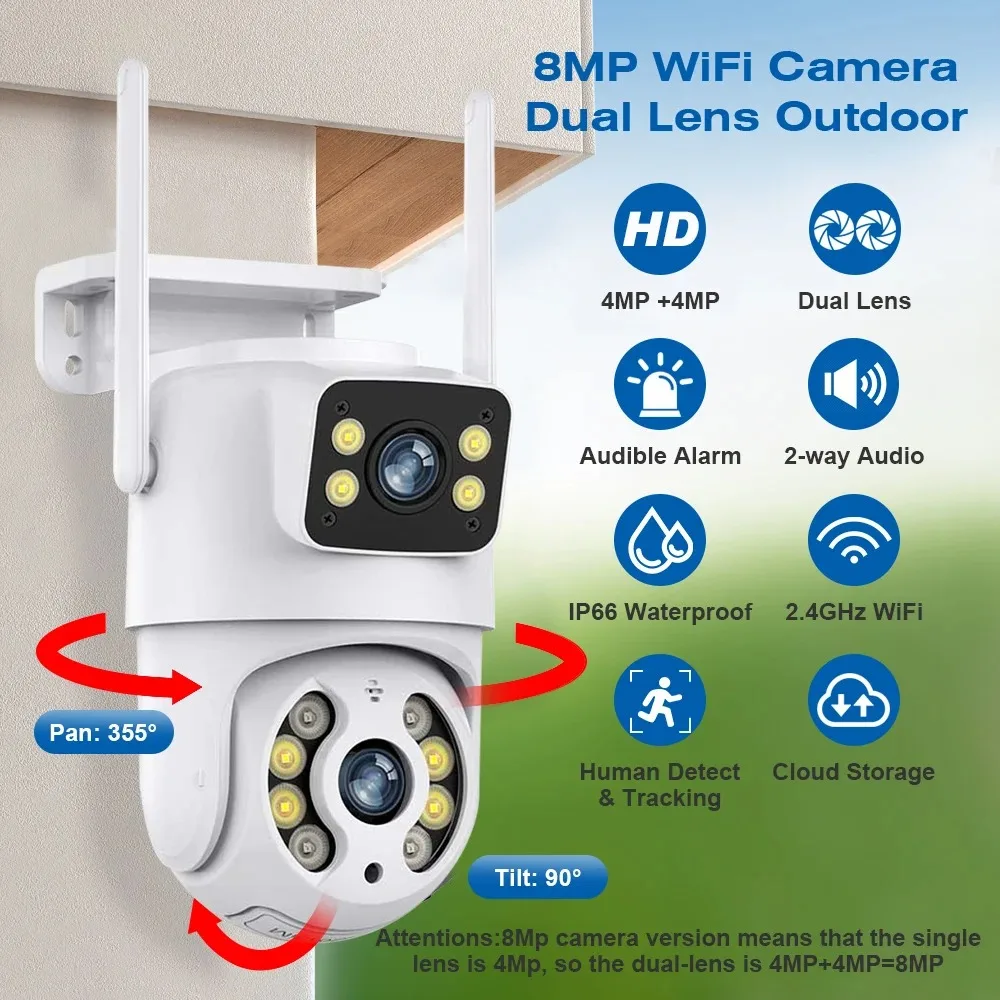 High-definition Dual-screen Spherical Camera with Wireless WiFi, Outdoor Waterproof, Two-way Voice Intercom Monitoring Camera