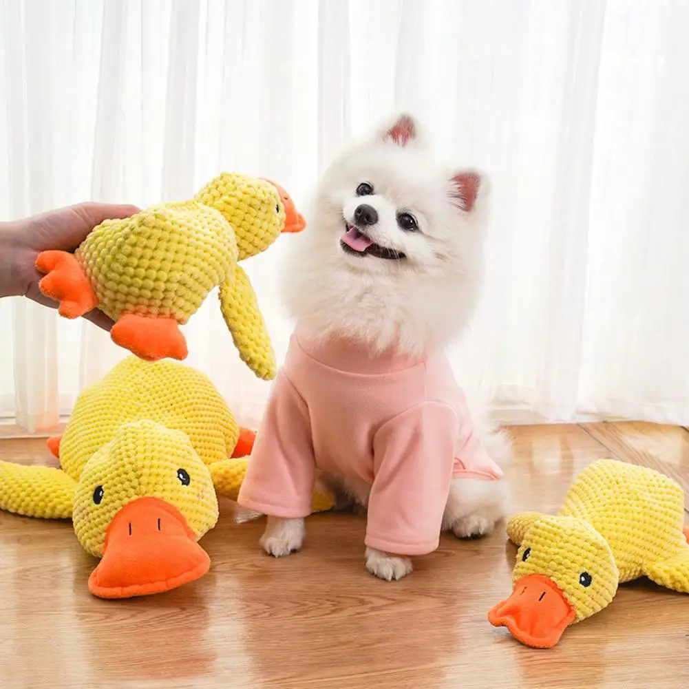 

Endless Fun Dog Toy Plush Duck Dog Toy for Chewing Durable Squeaky Yellow Puppy Tugging Toy Soft Stuffed for Indoor for Cuddling