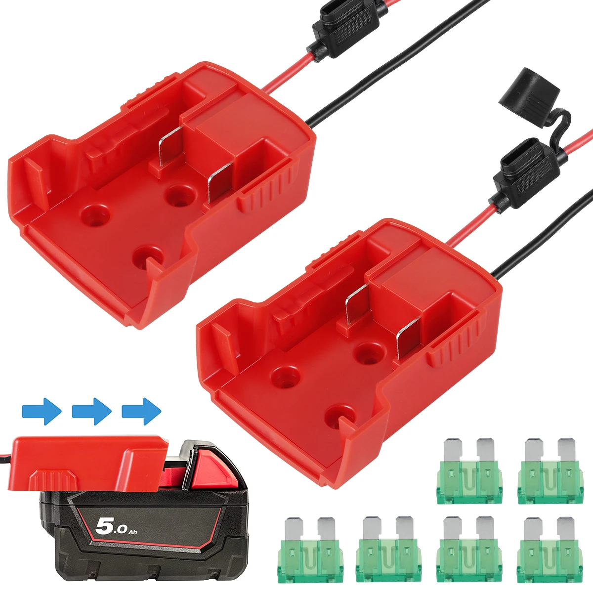 

2Pcs Battery Adapter for Milwaukee M18 18V Lithium Battery Portable Insulated Battery Converter Compatible With 48-11-1828