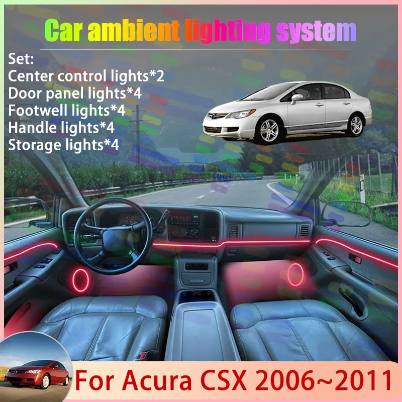 

For Acura CSX 2006~2011 Ciimo 1.8 2/24 in 1 Car Atmosphere Light Lamp RGB Shade Ensemble Streamer Atmosphere Set Accessories