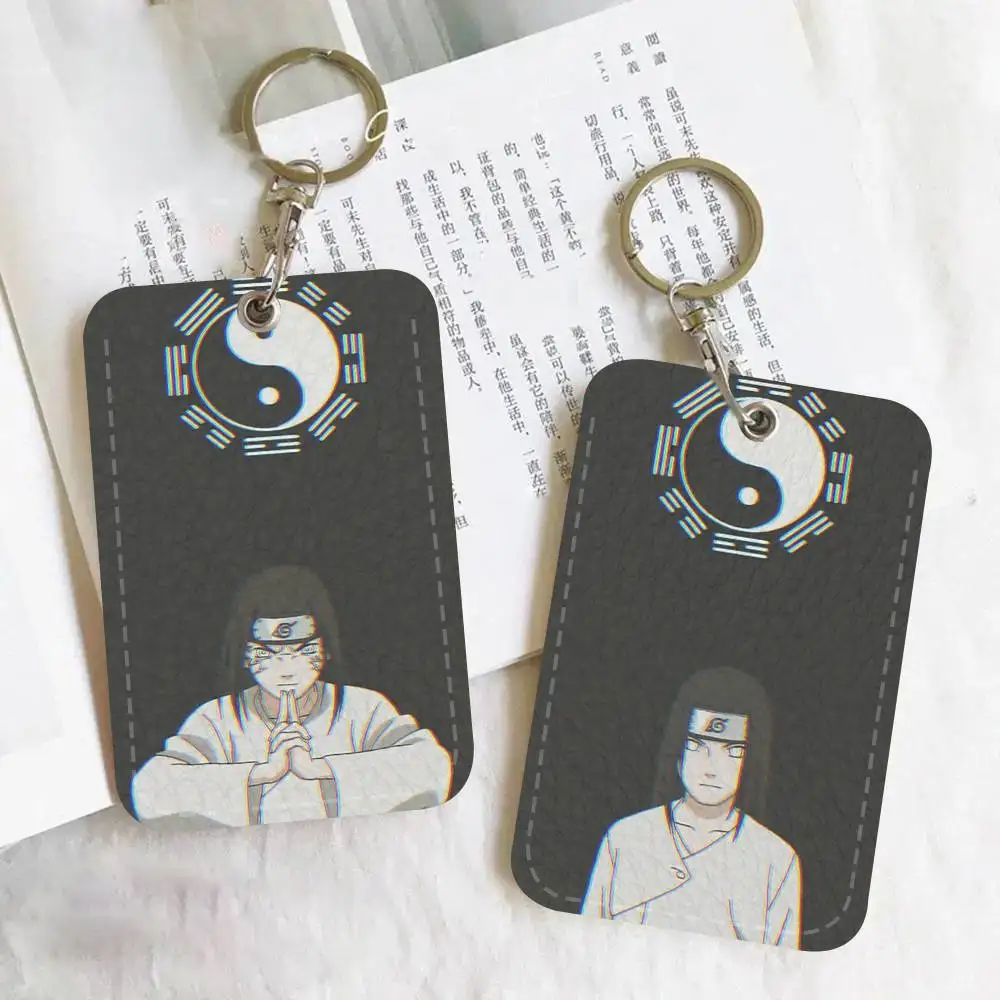 Anime Character Hyuuga Neji Manga Access Card Case Holder Keychain Key Ring Door Access Tags ID Card Case Keychain