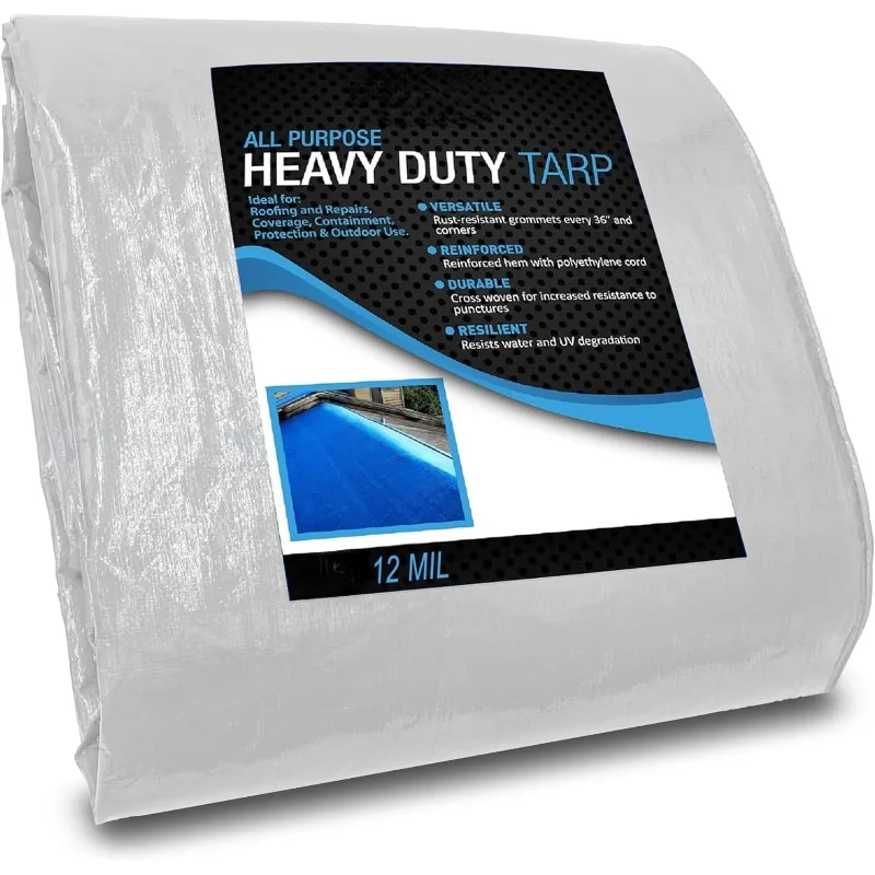 Tarpaulin Heavy Duty Waterproof High Durability = - Construction, Rainproofing, Outdoor Covering and Camping Uses