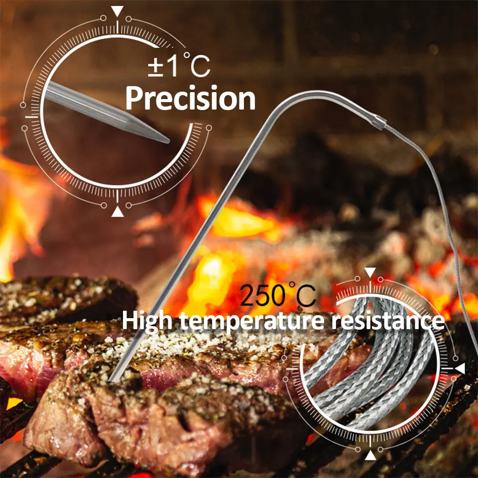 Kitchen Digital Cooking Thermometer BBQ Oven Meat Grill Timer Function Heat Meter Home Baking Household Cooking Temp Gauge Probe