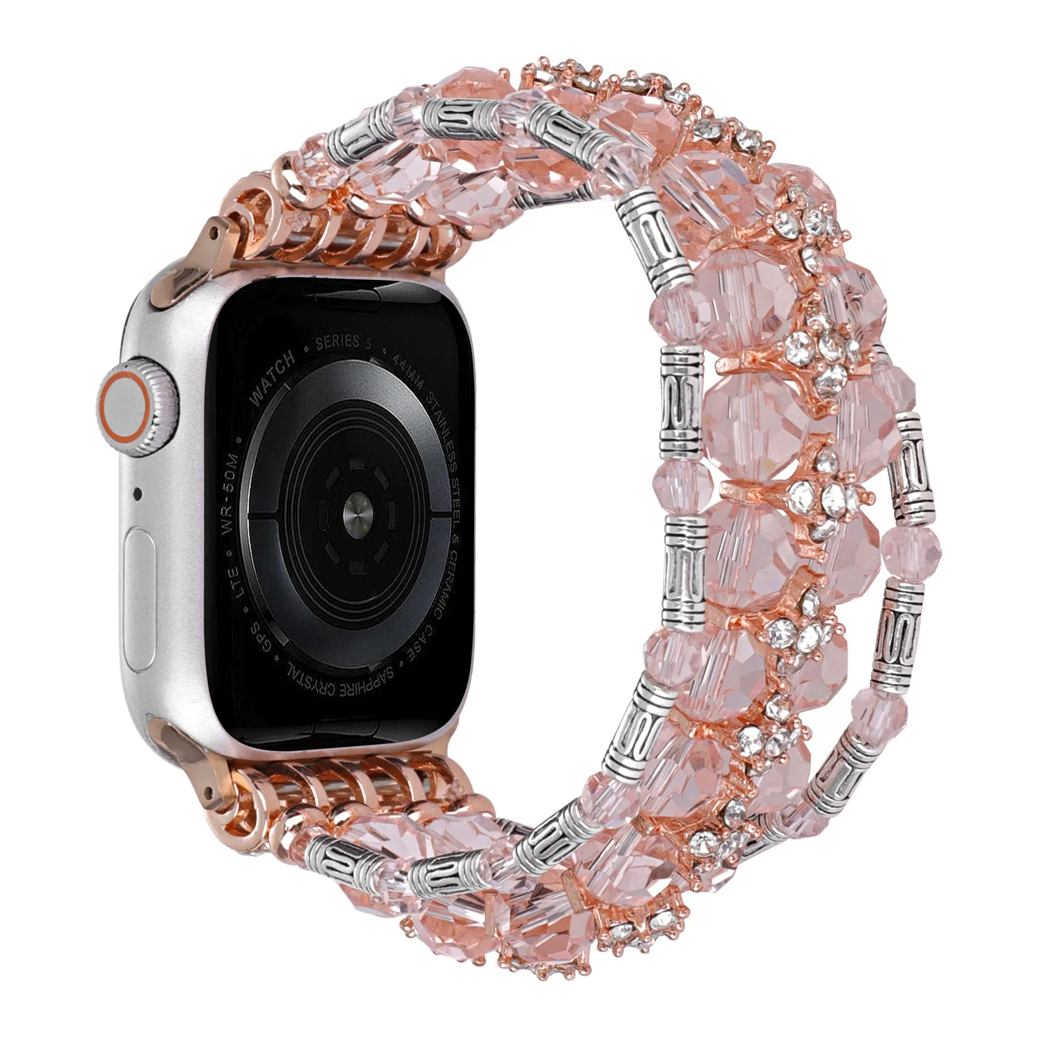 Pulsera elástica de cristal para Apple Watch, banda de 40, 44, 41, 45, 49mm, joyas de diamante para iwatch Series 9, 7, se, 6, 8, Ultra 2