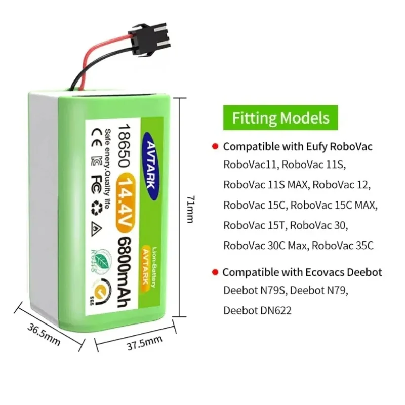 

Original High-quality14.8V 3500mAh Li-ion Battery for Conga Excellence 950 990 1090 1790 1990 Deebot N79S N79 DN622 Eufy Robovac