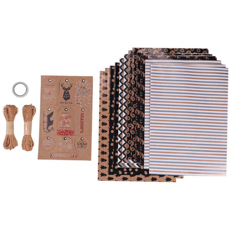 Latest 12 Sheets Christmas Wrapping Paper,Gift Wrapping Paper With 6 Different Patterns,Wrapping Paper For Christmas