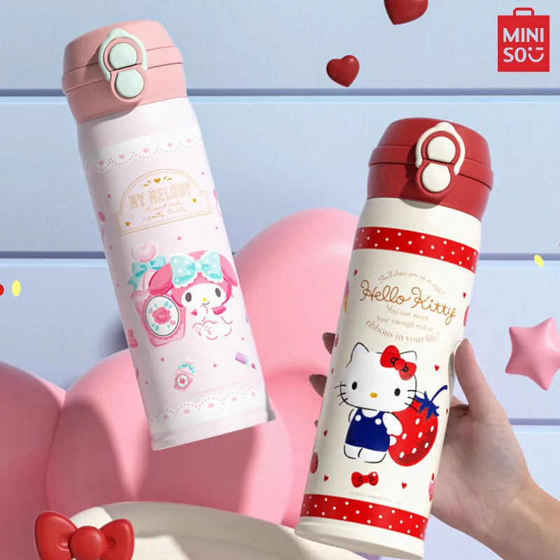 MINISO Sanrio Insulated Cup 316 Stainless Steel Student Double Drinking Cup Cute Children'S Straw Water Cup Portable