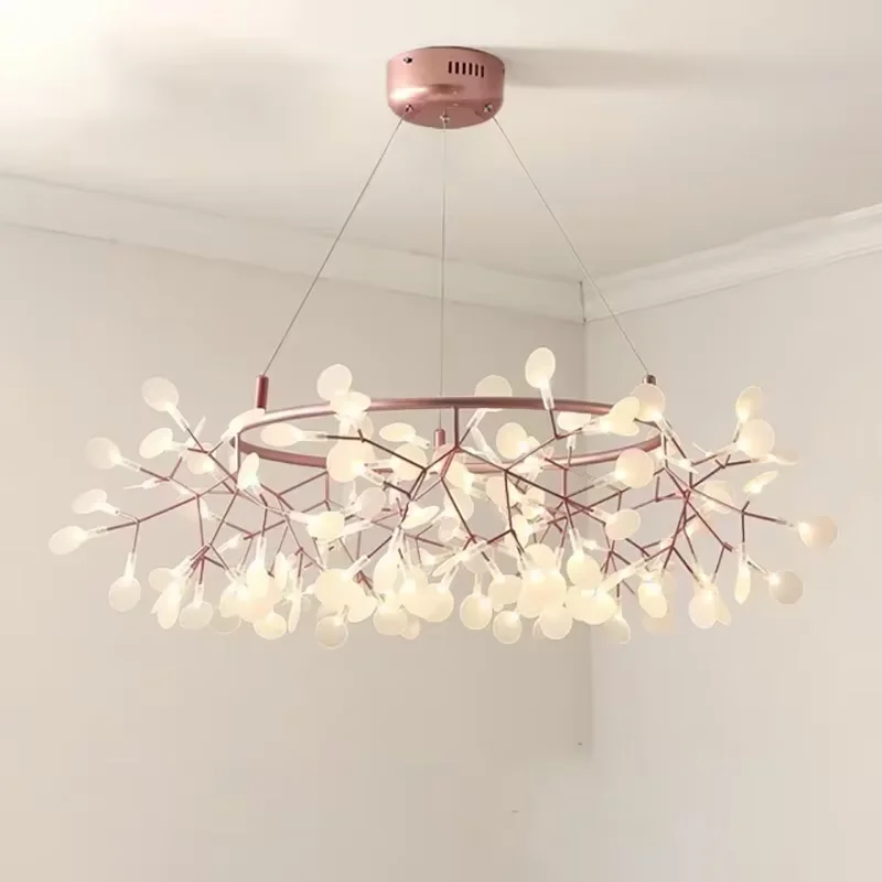 Nordic ring chandelier Living Room Kitchen hallway postmodern Heracleum chandeliers Rose Gold/Black Branch design firefly lamp
