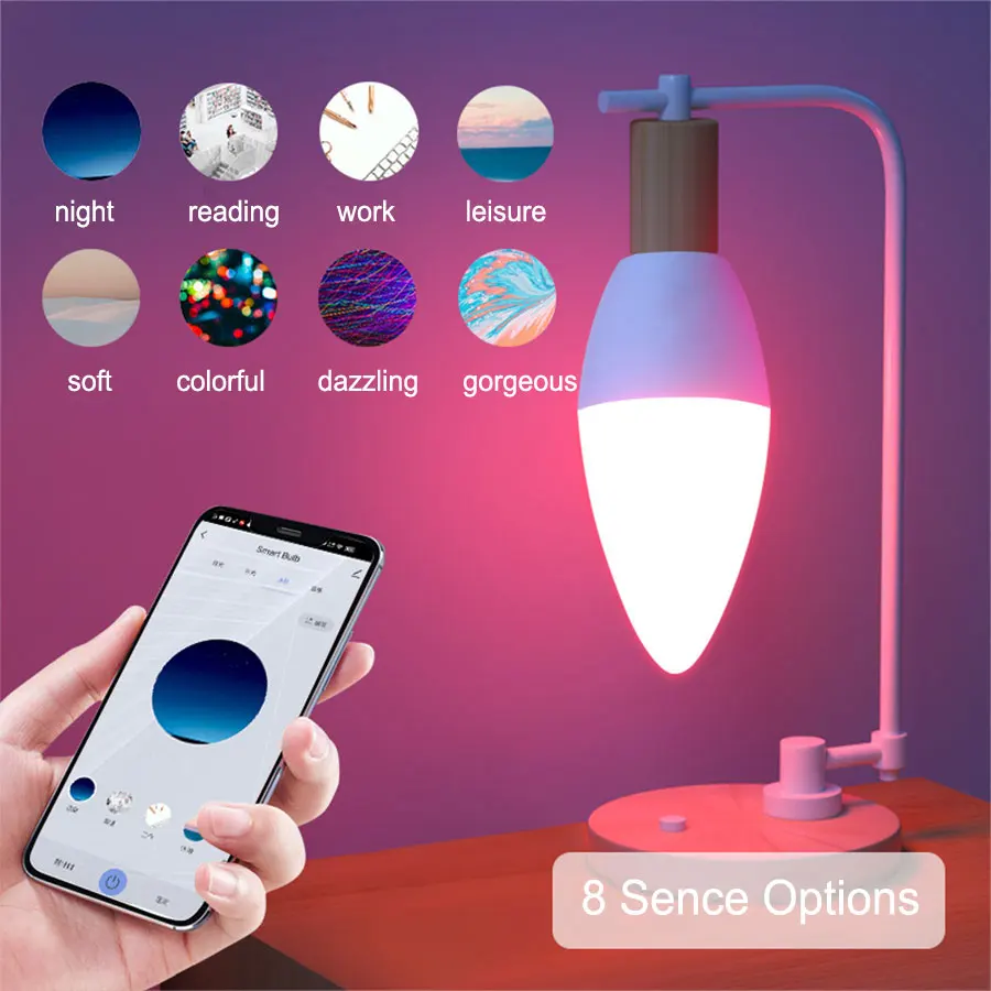 Tuya Smart WiFi LED Bulb E14 Candel Light 5W 7W 9W 220V Dimmable RGB Lamp APP Voice Control Alexa Google Assistant Home Decor