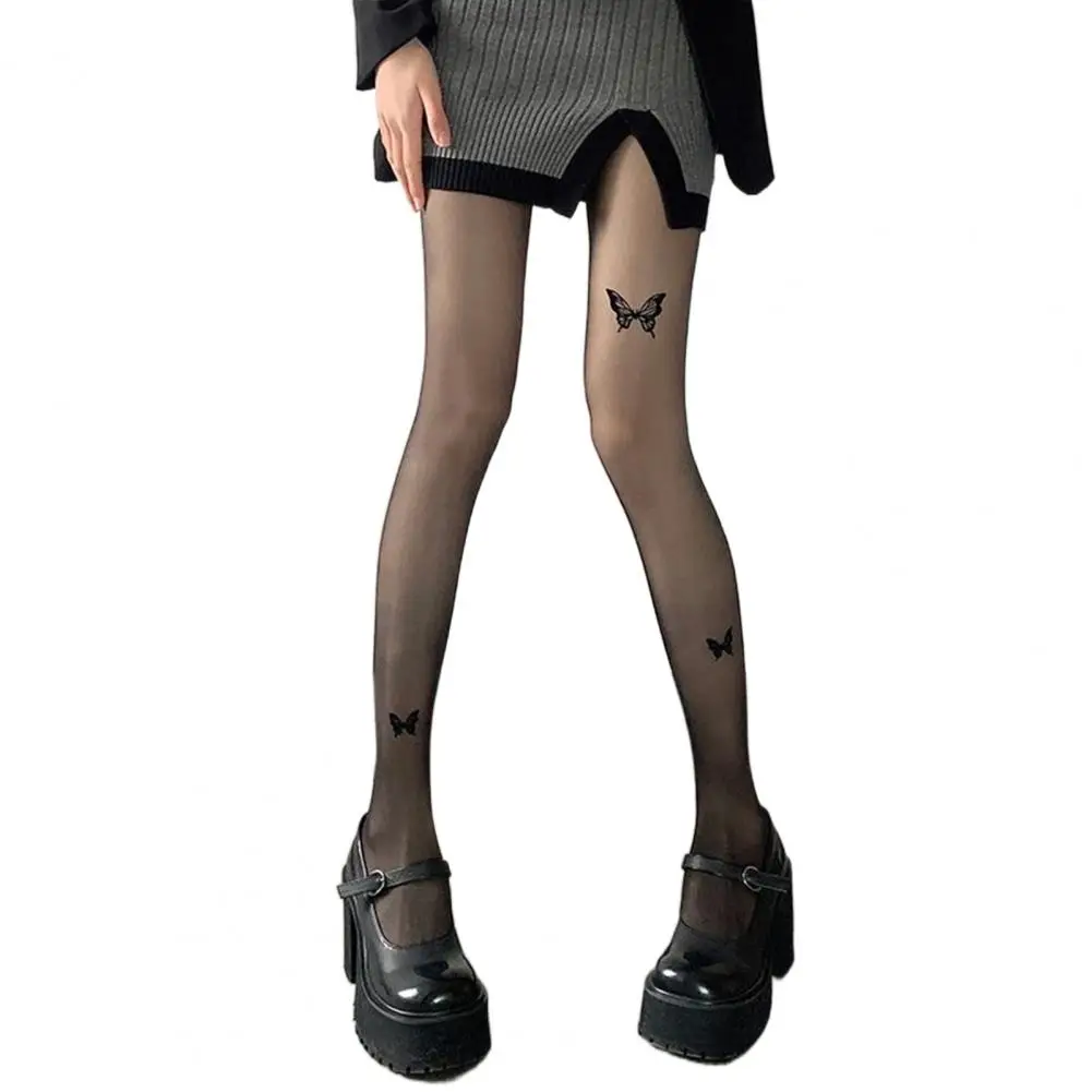 Print Pantyhose Print Women's Pantyhose for Commute Dating Party Ultra-thin High Elasticity Anti-slip Solid Color Mini Skirt image 3