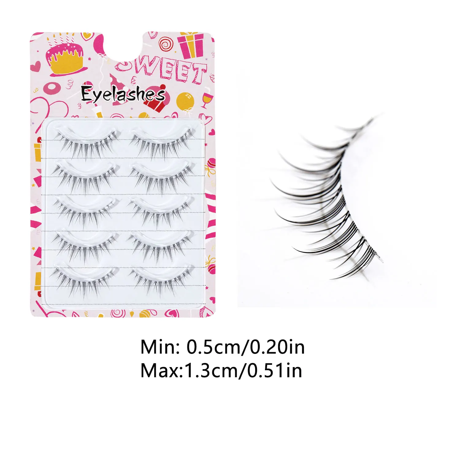 Comic Eyes 5 Pairs of Enlarged Eyes Natural Slender Small Demon Style Transparent Terrier False Eyelashes