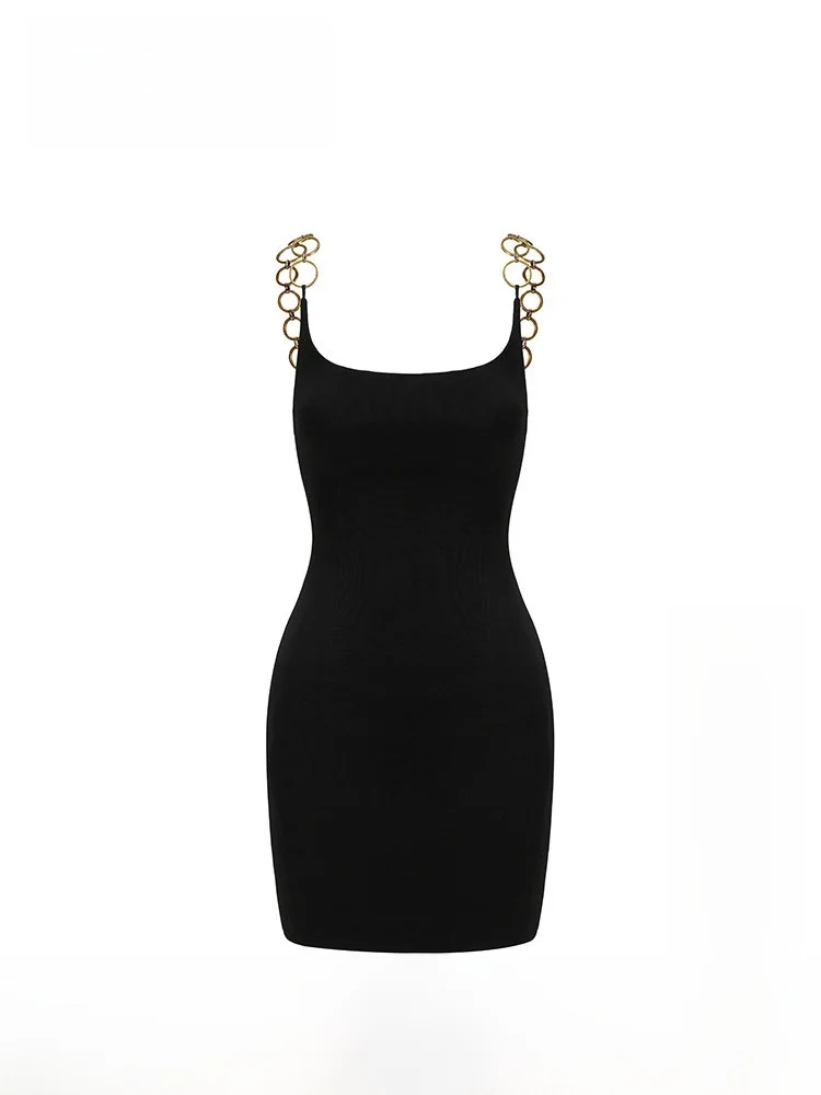 

NanaJacqueline adient Metal Ring oulder Strap Dr Women's Elastic ort Skirt Ele Sle Pure Color Waist Cinched