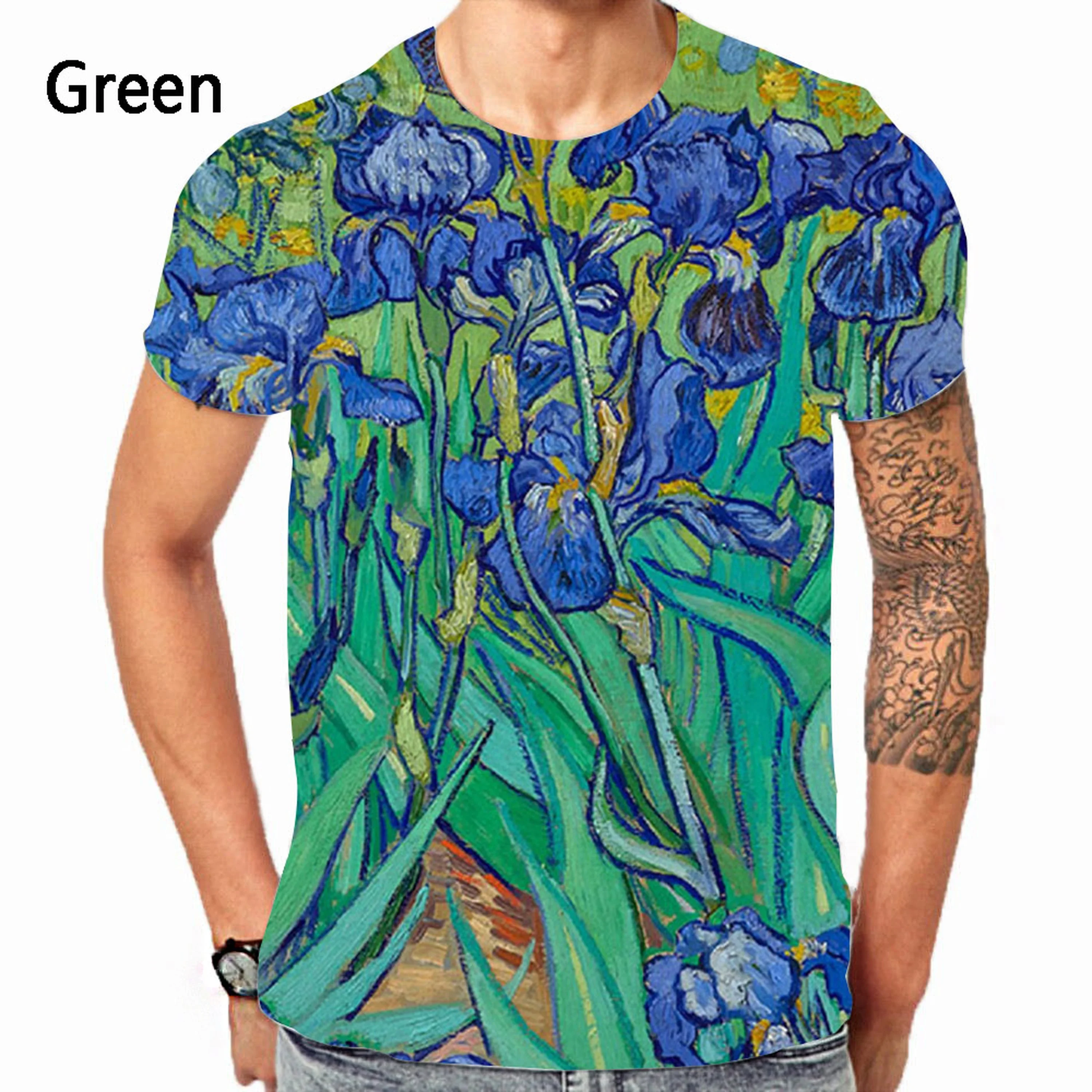 2024 Summer 3d Printed Vincent Van Gogh Pattern Men\'s T-shirt Comfortable Breathable Fashion Casual Plus Size Loose Top 6xl