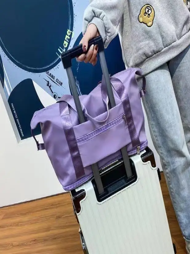 大容量荷物バッグ-ポーチ付き-手持ち防水フィットネススポーツバッグ-短期旅行用トラベルバッグ-ナイロン素材-ユニセックス