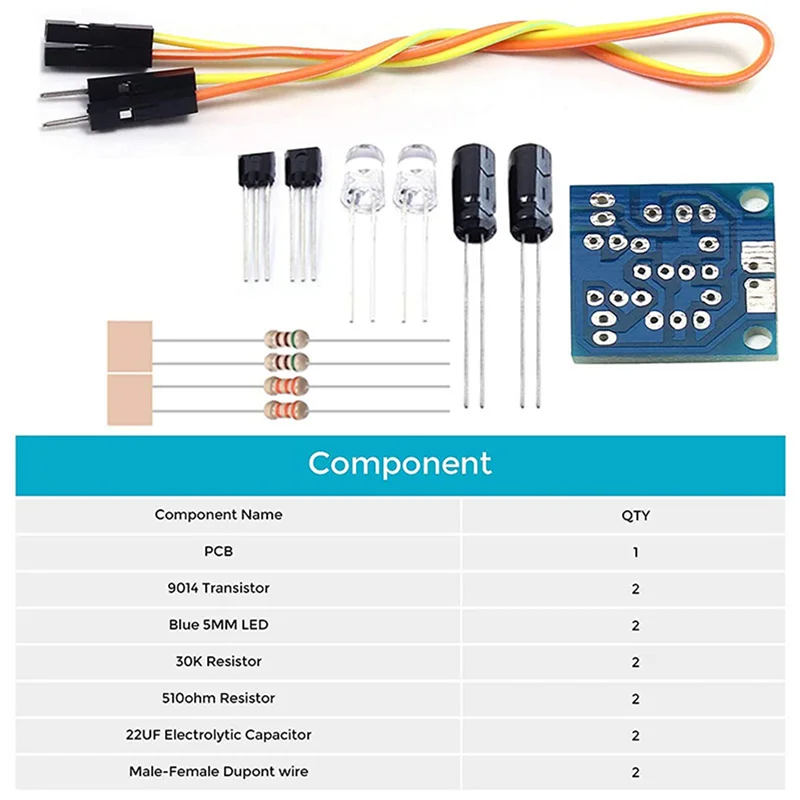 

16-Piece Set 5Mm LED Flash DIY Kit Electronic Starter Kit PCB Circuit Welding Skills Learning Training Kit-B09B
