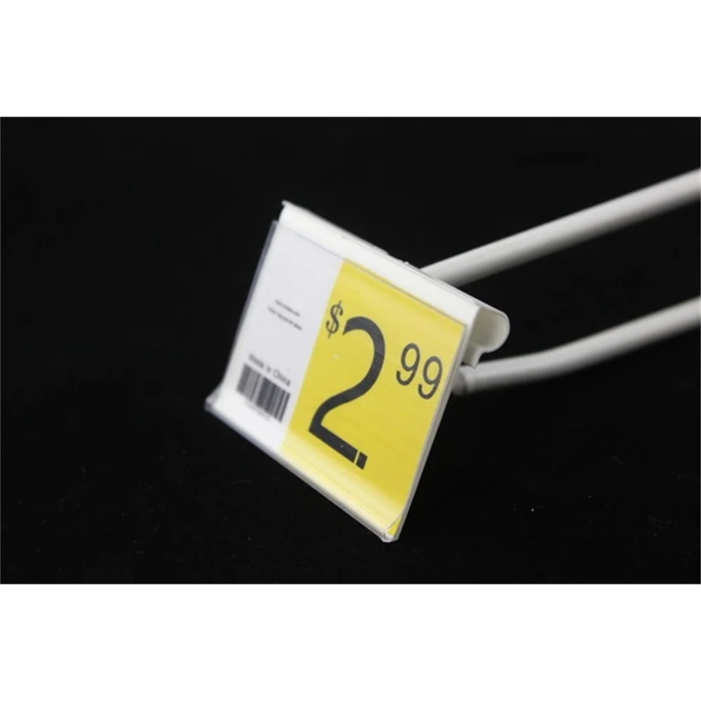 Width 42cm White Transparent Clear Hook Hanger Label Frame Wire Shelf Price Talker Ticket Sign Clip Pvc Tag Label Holder Frame