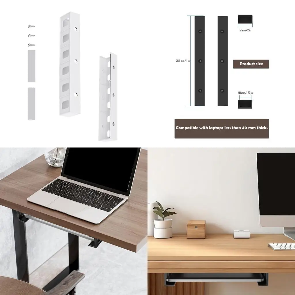 

900F Durability Metal Under Desk Laptop Mount Space Saving Organizers AntiSlip Pad