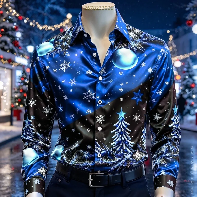 Men's Christmas Tree & Snowflake Shirt — product detail 5