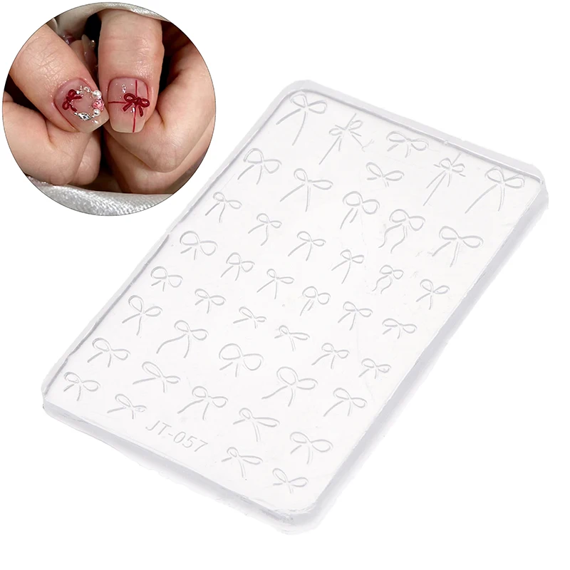 Stampo Bowknot Piastre per timbratura intaglio 3D Decorazioni artistiche per manicure Modello di stampo per nail art in silicone di design fai-da-te per ciondoli per unghie