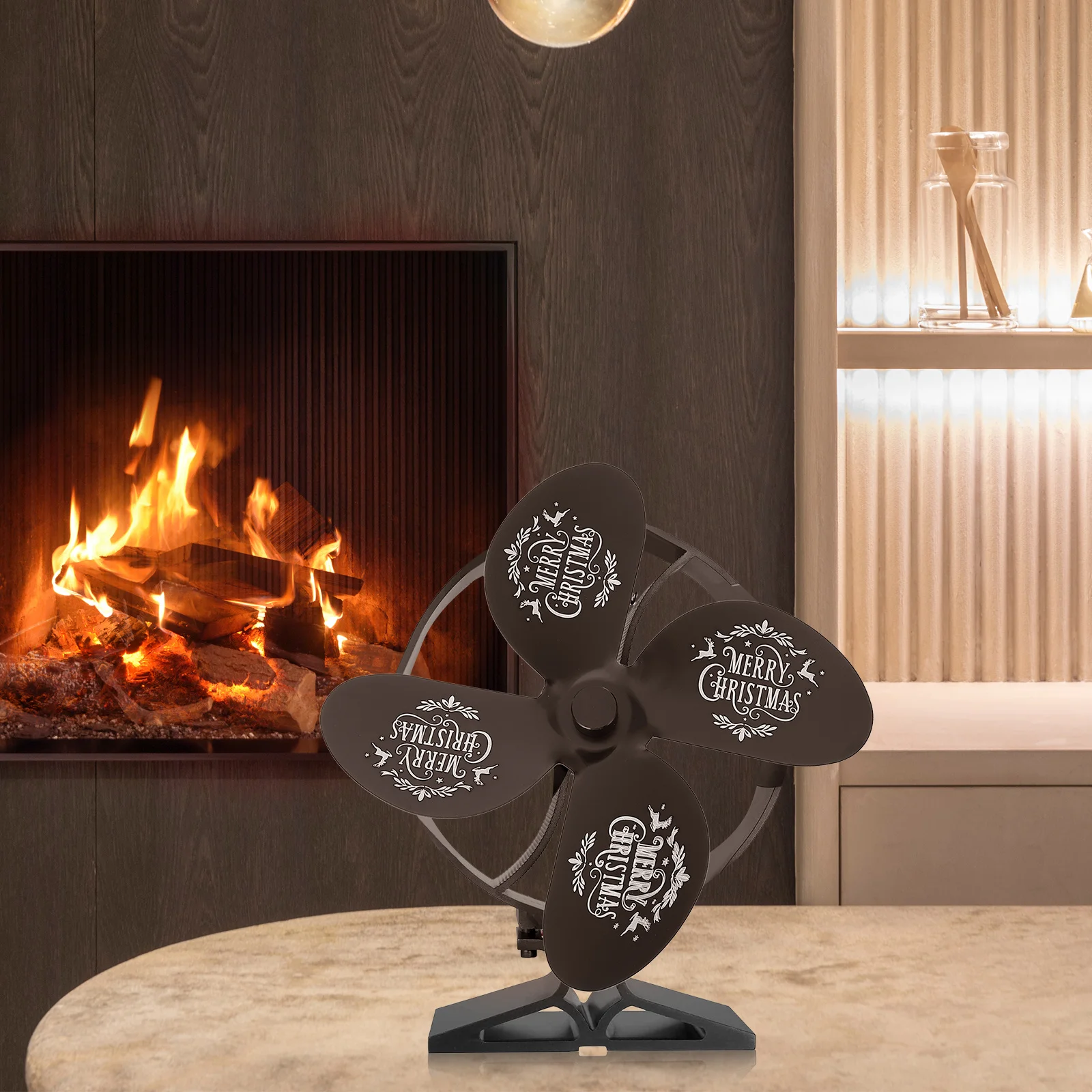 

1 set Aluminum Alloy Fan Blades Fireplace Parts Stove Fan Blades Silent Heat Powered Warm Air Quiet Prop Replacement for Heater