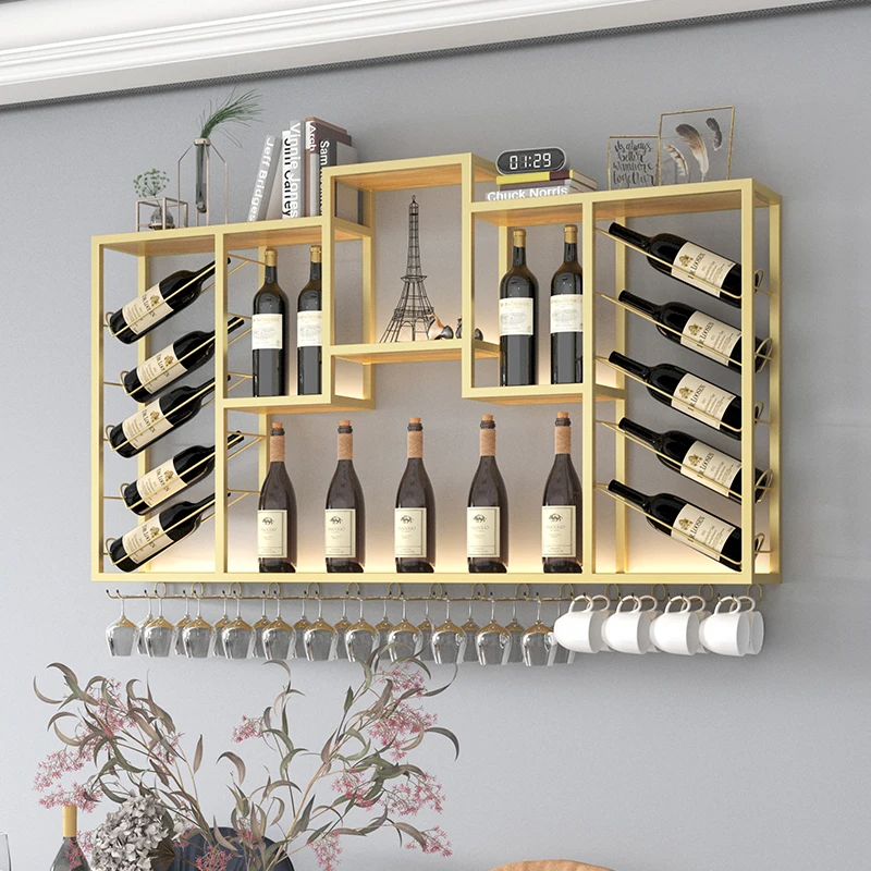 

Restaurant wall wrought iron wine wall-mounted living room creative bar simple wine rack