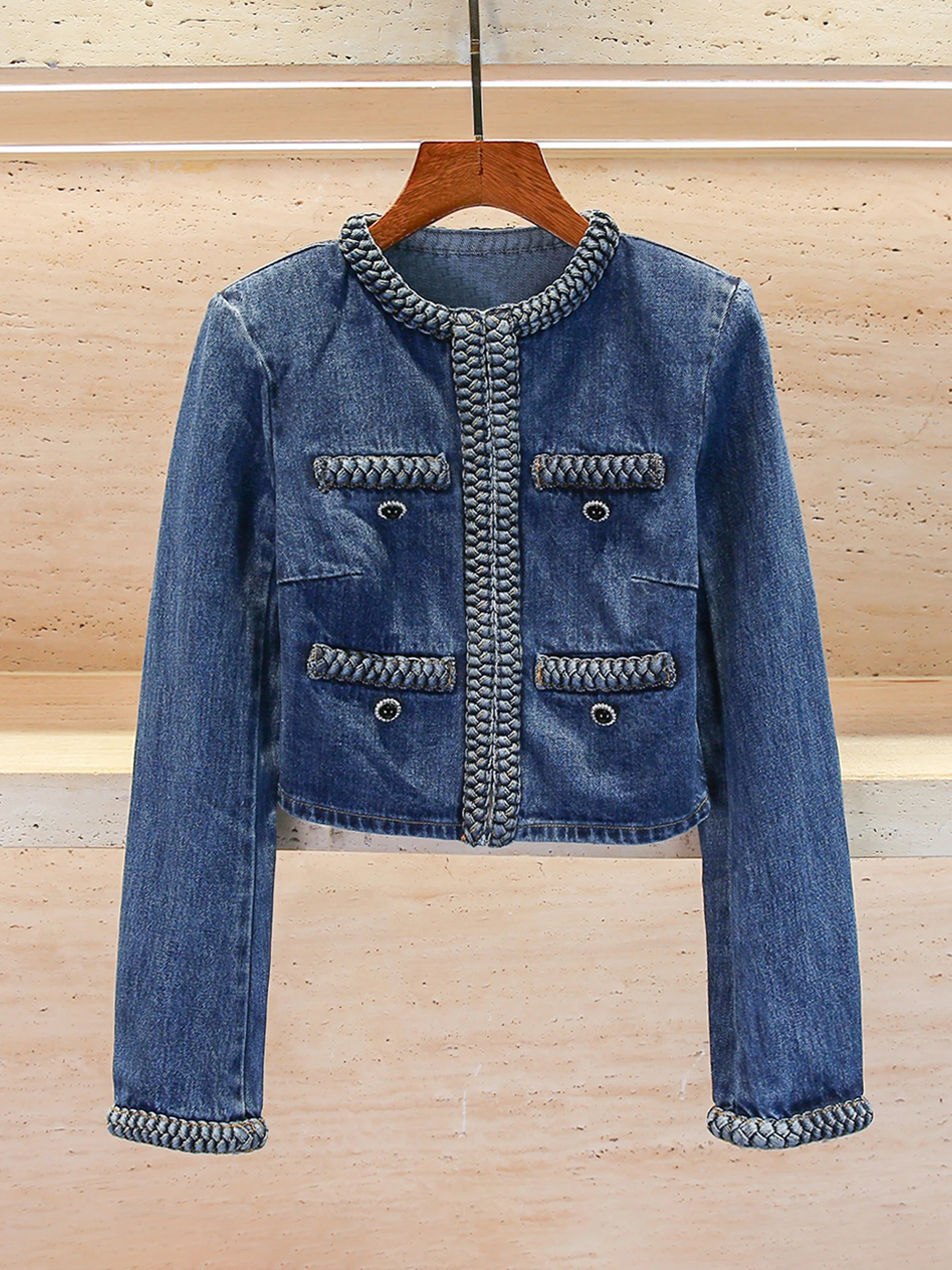 High-End Women's Denim Cardigan Coat +  Skirt Set Autumn Winter Waed Vintage Sle Faionable Two-Piece Ensemble