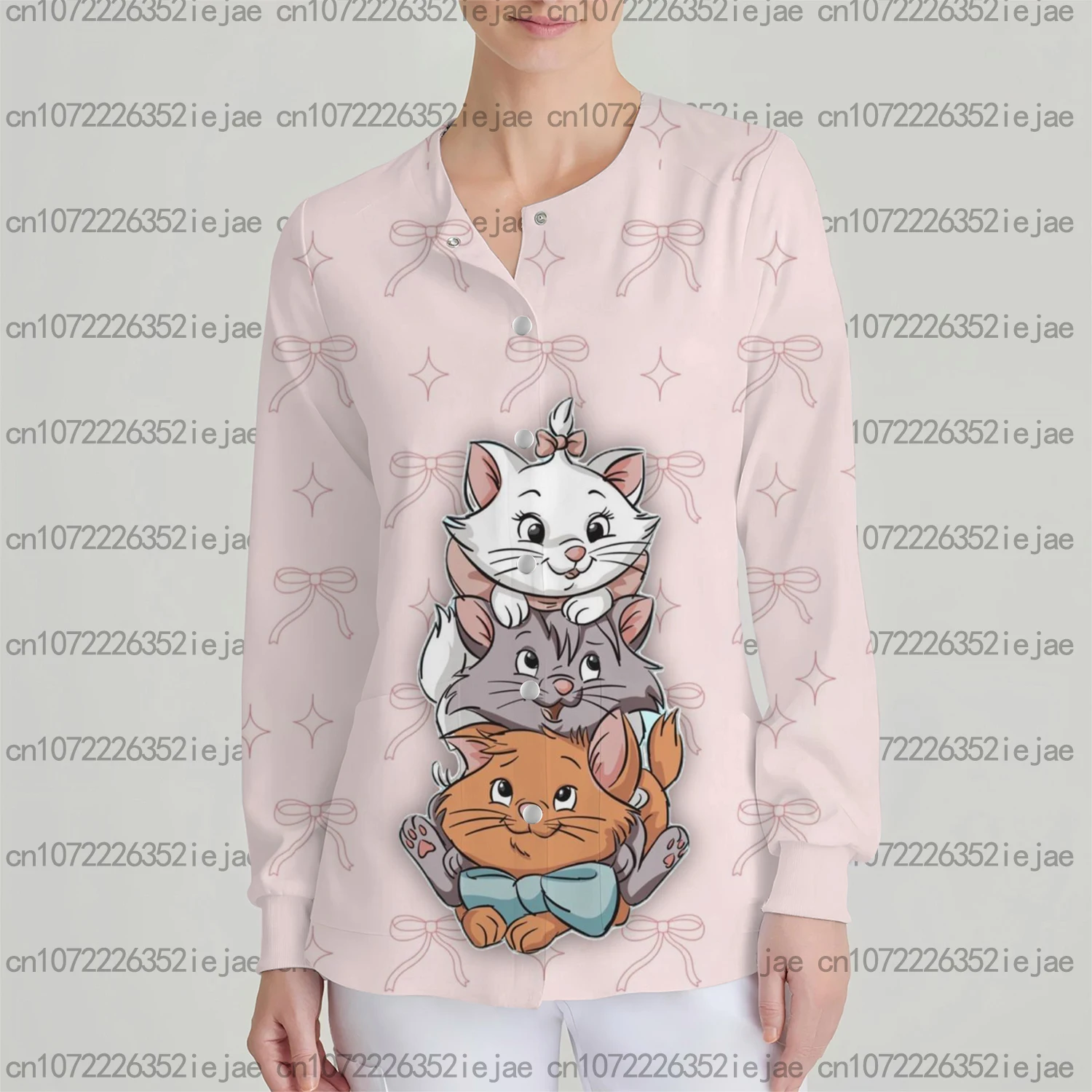 

Лидер продаж, женская куртка 2025 года, модная новая матовая куртка с принтом кота Диснея Марии, салон красоты, доктор, рабочая одежда, кардиган