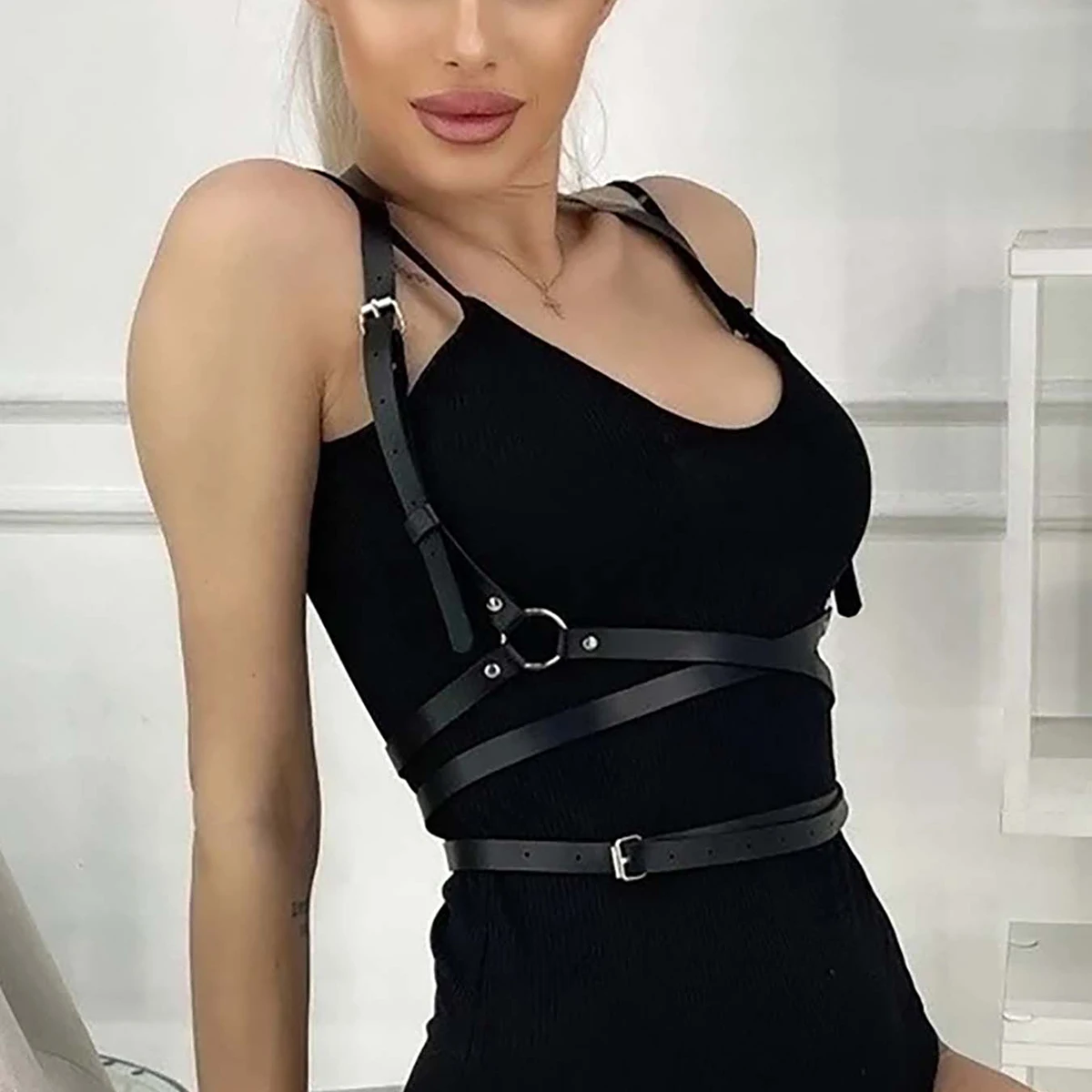 

Women Fashion Harness Adjustable Studded Decor Harness Belt Fetish Clothing Bondage lingerie Bondage lingerie