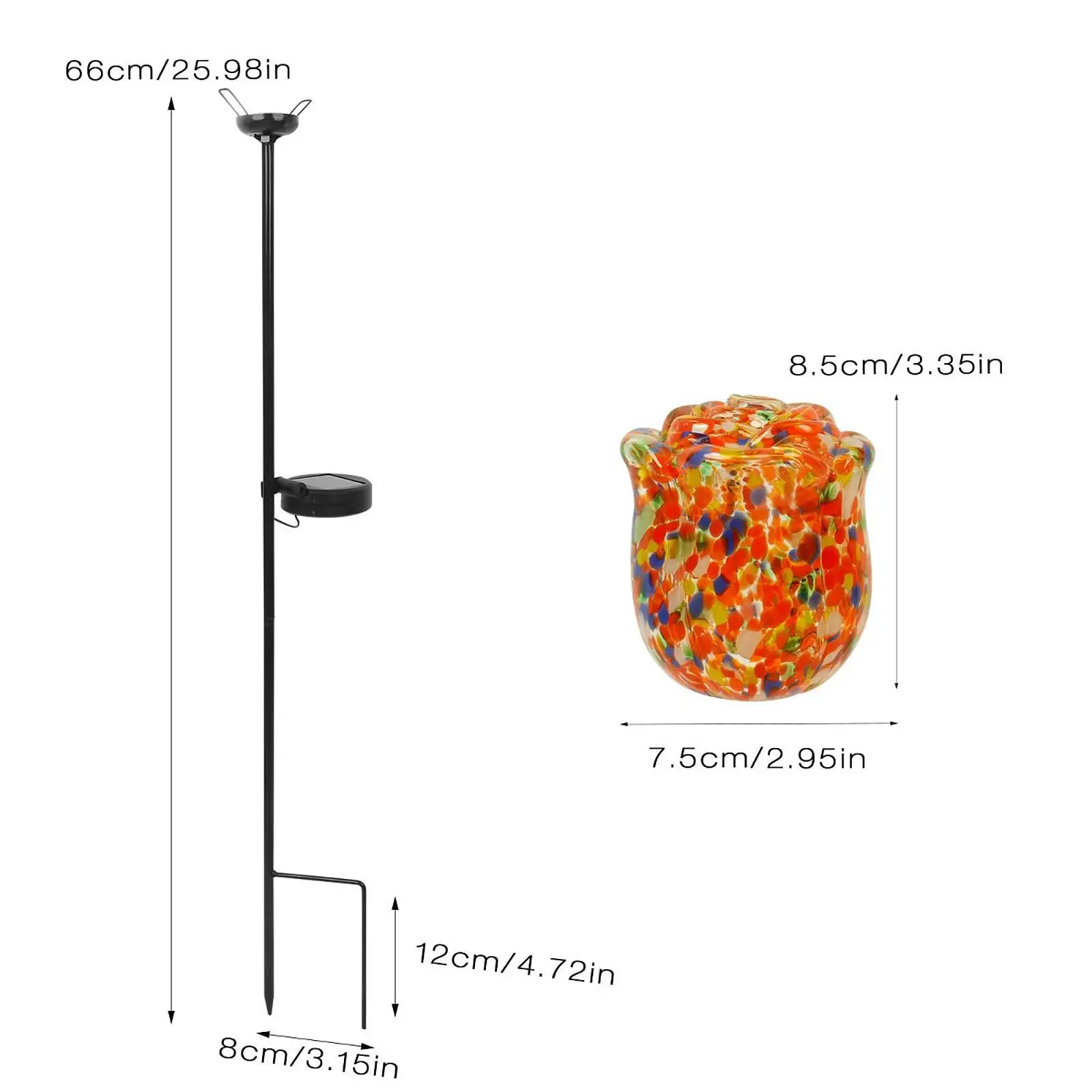 Outdoor Solar Rose Light Waterproof for Landscape Accent Versatile Placement Length 66cm Sturdy Pathway Ornament Iron Art